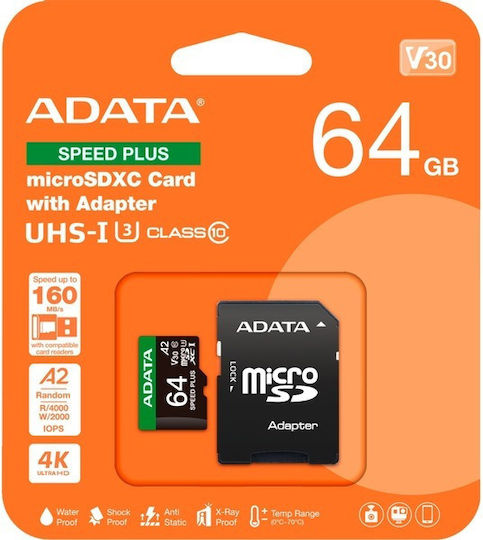 Adata microSDXC 64GB Class 10 U3 V30 A2 UHS-I με αντάπτορα - Image 4