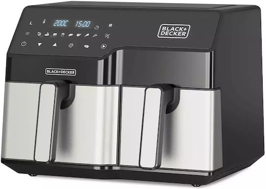 Black & Decker Air Fryer με Διπλό Αποσπώμενο Κάδο 9lt Μαύρο ES9730090B
