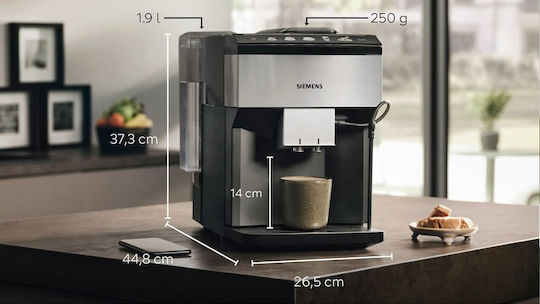 Siemens Eq.500 Αυτόματη Μηχανή Espresso 1500W Πίεσης 15bar για Cappuccino με Μύλο και Wi-Fi Μαύρη - Image 2