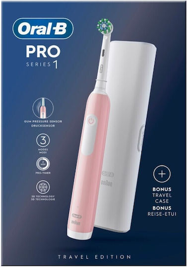 Oral-B Pro1 Ηλεκτρική Οδοντόβουρτσα με Αισθητήρα Πίεσης και Θήκη Ταξιδίου Ροζ - Image 7