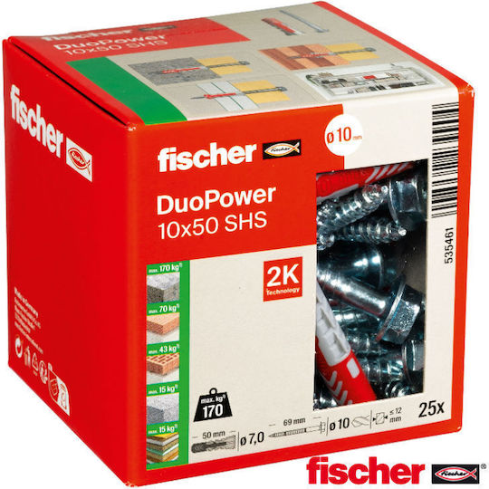 fischer Duopower S Ούπα Πλαστικό 10x50mm 25τμχ 535461 - Image 2