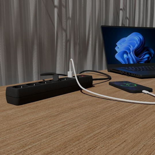 Gembird Πολύπριζο 5 Θέσεων με USB-A και Καλώδιο 1.5m - Image 3
