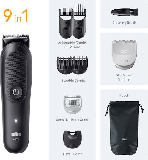 Braun All-in-one Series 5 Σετ Επαναφορτιζόμενης Κουρευτικής Μηχανής Μαύρο AIO5540 - Image 6