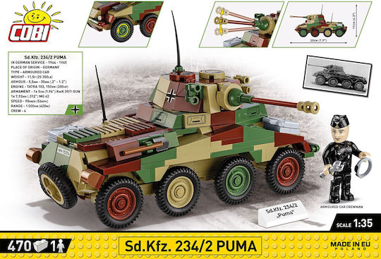 Cobi Τουβλάκια Historical Collection World War II Sd.Kfz.234-2 Puma για 7+ Ετών 470τμχ - Image 10