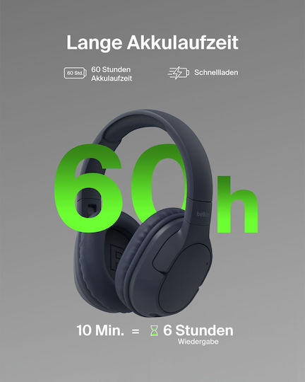 Belkin Soundform Surround Ασύρματα / Ενσύρματα Over Ear Ακουστικά με 60 ώρες Λειτουργίας και Quick Charge Μπλε - Image 9