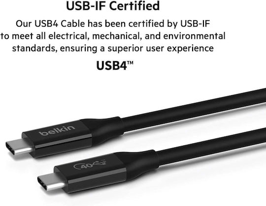 Belkin Connect USB 4 Cable USB-C male - USB-C 100W Μαύρο 0.8m (INZ001BT0.8MBK) - Image 7