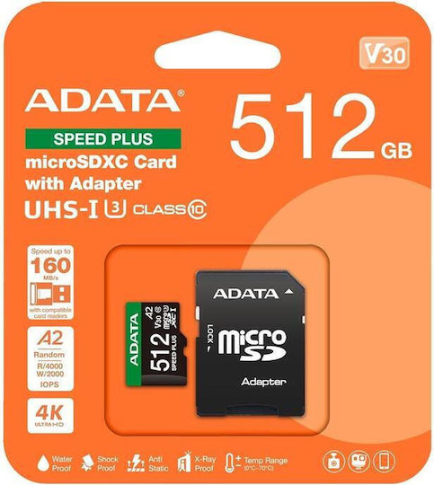 Adata microSDXC 512GB Class 10 U3 V30 A2 με αντάπτορα - Image 3