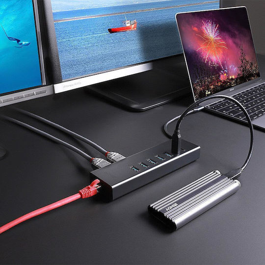 Lindy Dst-mini Duo USB-C / USB-A Docking Station με 4K PD Ethernet και σύνδεση 2 Οθονών Γκρι - Image 5