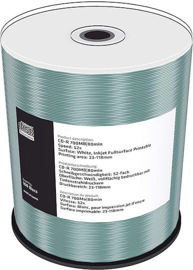 MediaRange Εγγράψιμα CD-R 52x Printable 700MB 100τμχ (MRPL505-C) - Image 3