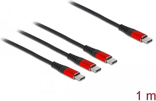 DeLock Regular USB to 3x Type-C Cable Μαύρο 1m (86713) - Image 2