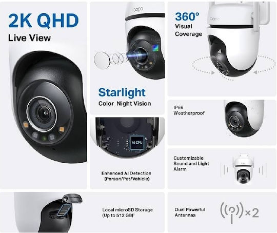 TP-LINK Tapo C520WS v2 IP Κάμερα Παρακολούθησης Wi-Fi Full HD+ 4MP Αδιάβροχη με Αμφίδρομη Επικοινωνία και Φακό 3.18mm - Image 2