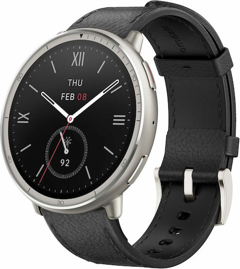 Amazfit Active 2 Stainless Steel 44mm Smartwatch με Παλμογράφο (Black Leather) - Image 2