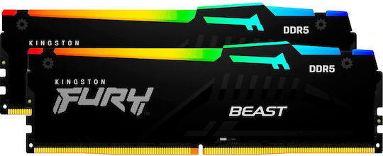 Kingston Fury Beast RGB DDR5 64GB RAM με 2x32GB Modules και Ταχύτητα 6400 για Desktop KF564C32BBEAK2-64 - Image 6