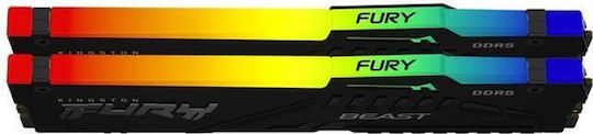 Kingston Fury Beast RGB DDR5 64GB RAM με 2x32GB Modules και Ταχύτητα 6400 για Desktop KF564C32BBEAK2-64 - Image 4