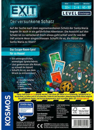 Επιτραπέζιο Παιχνίδι Exit: The Game - The Sunken Treasure για 1-6 Παίκτες 12+ Ετών 694050 (GER) Kosmos - Image 4