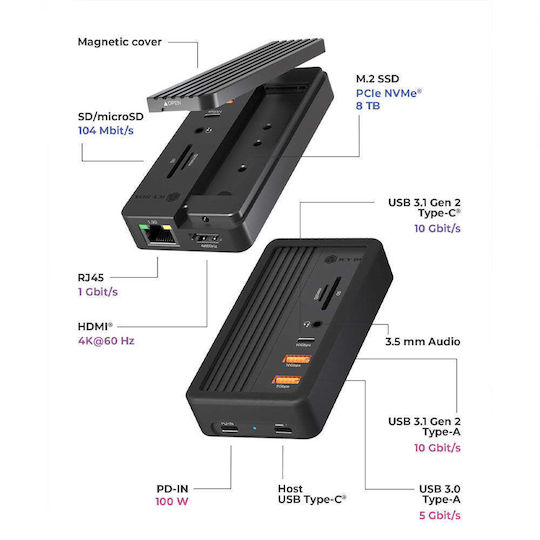 Icy Box USB-C Docking Station με HDMI 4K PD Ethernet Μαύρο (IB-DK4072M-CU31) - Image 4