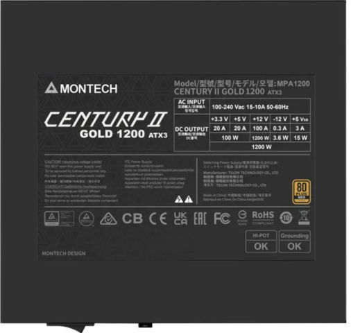 Montech Century II 1200W Γκρι Τροφοδοτικό Υπολογιστή Full Modular 80 Plus Gold - Image 3