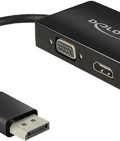 DeLock Μετατροπέας DisplayPort male σε DVI-D / HDMI / VGA female 1τμχ 62656