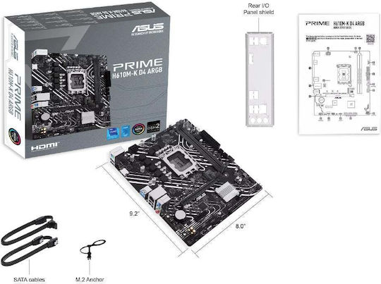 Asus Prime H610M-K D4 ARGB Motherboard Micro ATX με Intel 1700 Socket 90MB1HN0-M0EAY0 - Image 6