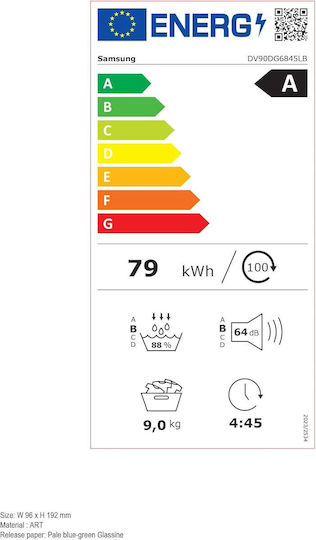 Samsung DV90DG6845LB/U3 Στεγνωτήριο 9kg με Αντλία Θερμότητας - Image 3