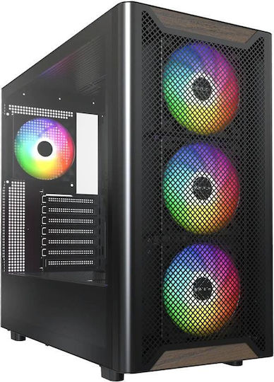 Montech XR Wood Gaming Midi Tower Κουτί Υπολογιστή με Πλαϊνό Παράθυρο και ARGB Φωτισμό Μαύρο