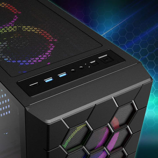 Sharkoon HEX Gaming Midi Tower Κουτί Υπολογιστή με Πλαϊνό Παράθυρο και RGB Φωτισμό Μαύρο - Image 10