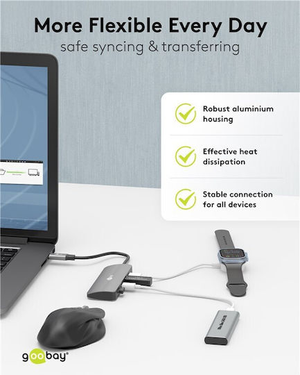 Goobay USB 3.2 Hub 4 Θυρών με σύνδεση USB-C Γκρι (76565) - Image 6
