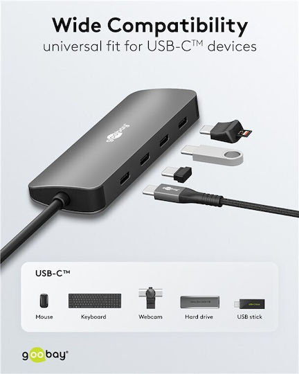 Goobay USB 3.2 Hub 4 Θυρών με σύνδεση USB-C Γκρι (76565) - Image 5