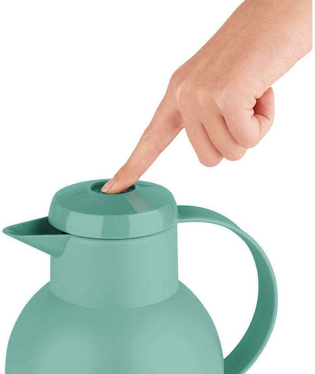 Emsa Samba Wave Vacuum Jug Quick Press Κανάτα Θερμός Πλαστικό 1lt Πράσινο με Λαβή 600021 - Image 4