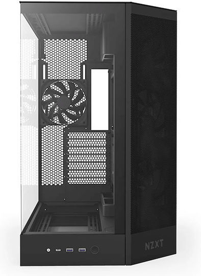 NZXT H9 Flow Midi Tower Κουτί Υπολογιστή με Πλαϊνό Παράθυρο Μαύρο - Image 4