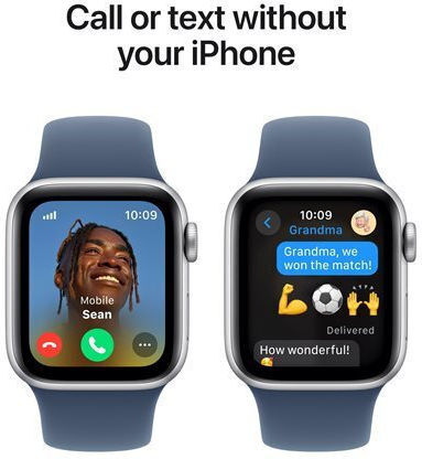 Apple Watch SE 2024 Aluminium 44mm Αδιάβροχο με Παλμογράφο (Silver με Denim Sport Band (M/L)) - Image 5