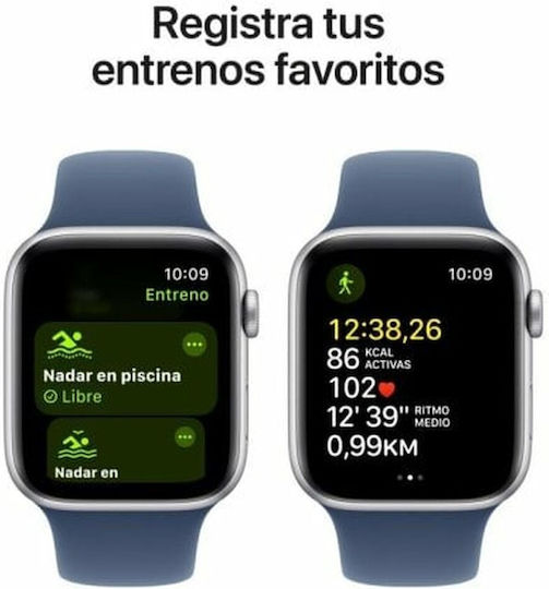 Apple Watch SE 2024 Aluminium 44mm Αδιάβροχο με Παλμογράφο (Silver με Denim Sport Band (M/L)) - Image 4