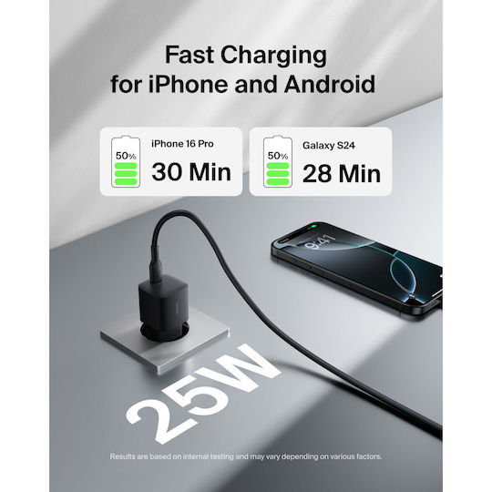Belkin Φορτιστής με Θύρα USB-C και Καλώδιο USB-C - USB-C 25W Power Delivery Μαύρος (Boost Charge) - Image 6