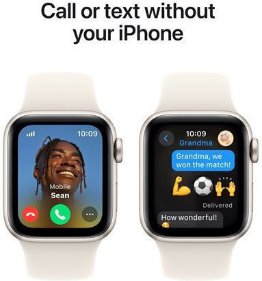 Apple Watch SE 2024 Aluminium 40mm Αδιάβροχο με Παλμογράφο (Starlight με Starlight Sport Band (S/M)) - Image 5