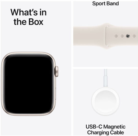 Apple Watch SE 2024 Aluminium 40mm Αδιάβροχο με Παλμογράφο (Starlight με Starlight Sport Band (S/M)) - Image 8
