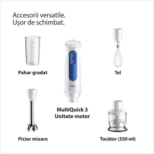 Braun MultiQuick 3 MQ30202MWH Ραβδομπλέντερ με Πλαστική Ράβδο 900W Λευκό - Image 2