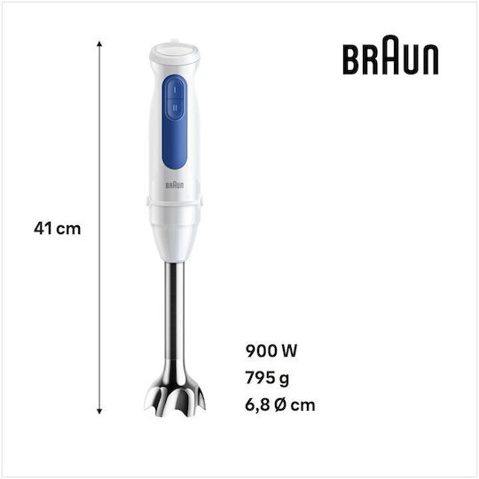 Braun MultiQuick 3 MQ30202MWH Ραβδομπλέντερ με Πλαστική Ράβδο 900W Λευκό - Image 3