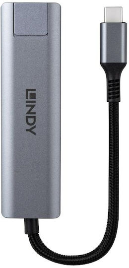 Lindy USB 3.2 Hub 3 Θυρών με σύνδεση USB-A / Ethernet Γκρι - Image 6