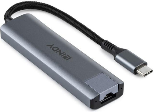 Lindy USB 3.2 Hub 3 Θυρών με σύνδεση USB-A / Ethernet Γκρι - Image 7