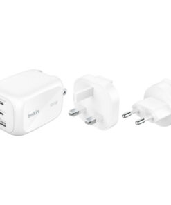 Belkin Φορτιστής Χωρίς Καλώδιο GaN με Θύρα USB-A και 2 Θύρες USB-C 100W Power Delivery Λευκός (BoostCharge Pro)