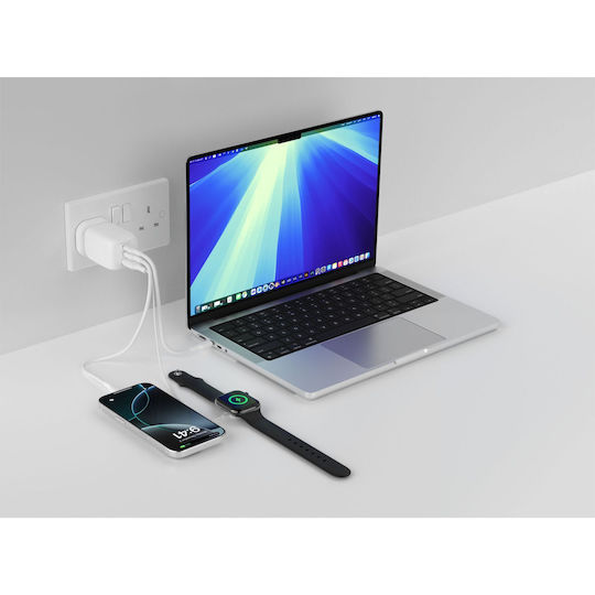 Belkin Φορτιστής Χωρίς Καλώδιο GaN με Θύρα USB-A και 2 Θύρες USB-C 100W Power Delivery Λευκός (BoostCharge Pro) - Image 4