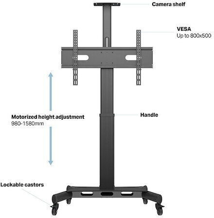 Multibrackets M Motorized Public Floorstand Single Pillar 170 HD MB-5834 Βάση Τηλεόρασης Δαπέδου έως 75" και 60kg - Image 3