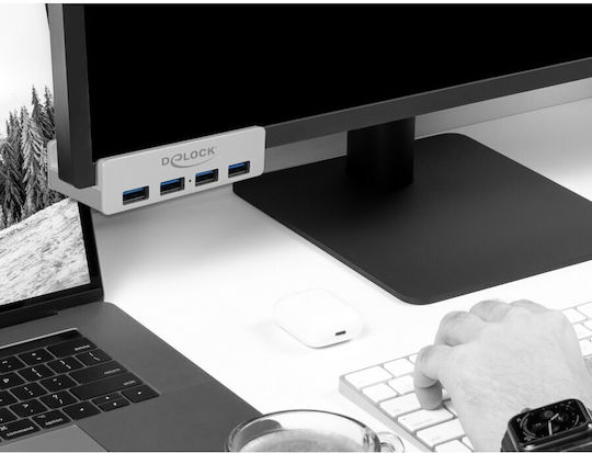DeLock USB 3.0 Hub 4 Θυρών με σύνδεση USB-A Ασημί (64046) - Image 4