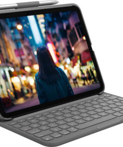 Logitech Bluetooth Slim Folio Flip Cover με Πληκτρολόγιο στα Γερμανικά Γκρι (iPad 2022 10.9'')