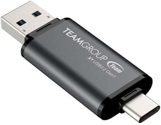 TeamGroup X1 64GB USB 3.2 Stick με σύνδεση USB-A & USB-C Γκρι - Image 3