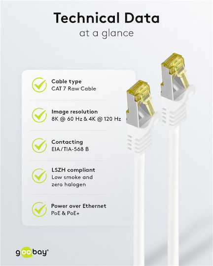 Goobay S/FTP Cat.7 Καλώδιο Δικτύου Ethernet 5m Λευκό 1τμχ 91095 - Image 7