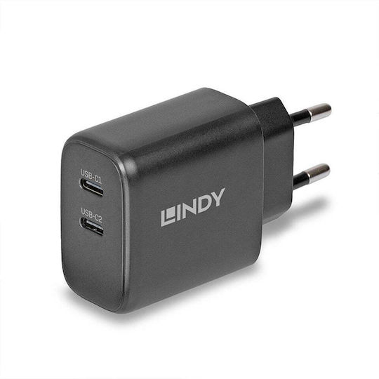 Lindy Φορτιστής Χωρίς Καλώδιο GaN με 2 Θύρες USB-C 65W Power Delivery Μαύρος - Image 4