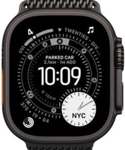Alternative view of Apple Watch Ultra 3 Titanium 49mm Αδιάβροχο με eSIM και Παλμογράφο (Black Titanium Case with Black Titanium Milanese Loop - Large)