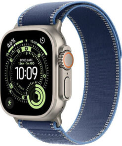 Apple Watch Ultra 3 Titanium 49mm Αδιάβροχο με eSIM και Παλμογράφο (Natural Titanium Case with Blue/Bright Blue Trail Loop - S/M)
