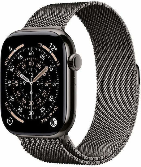 Apple Watch Series 11 Cellular Titanium 42mm Αδιάβροχο με eSIM και Παλμογράφο (Slate Titanium Case with Slate Milanese Loop)